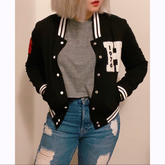 Black & White Letterman Tiger Jacket Sporty Stripe - Picture 7 of 8